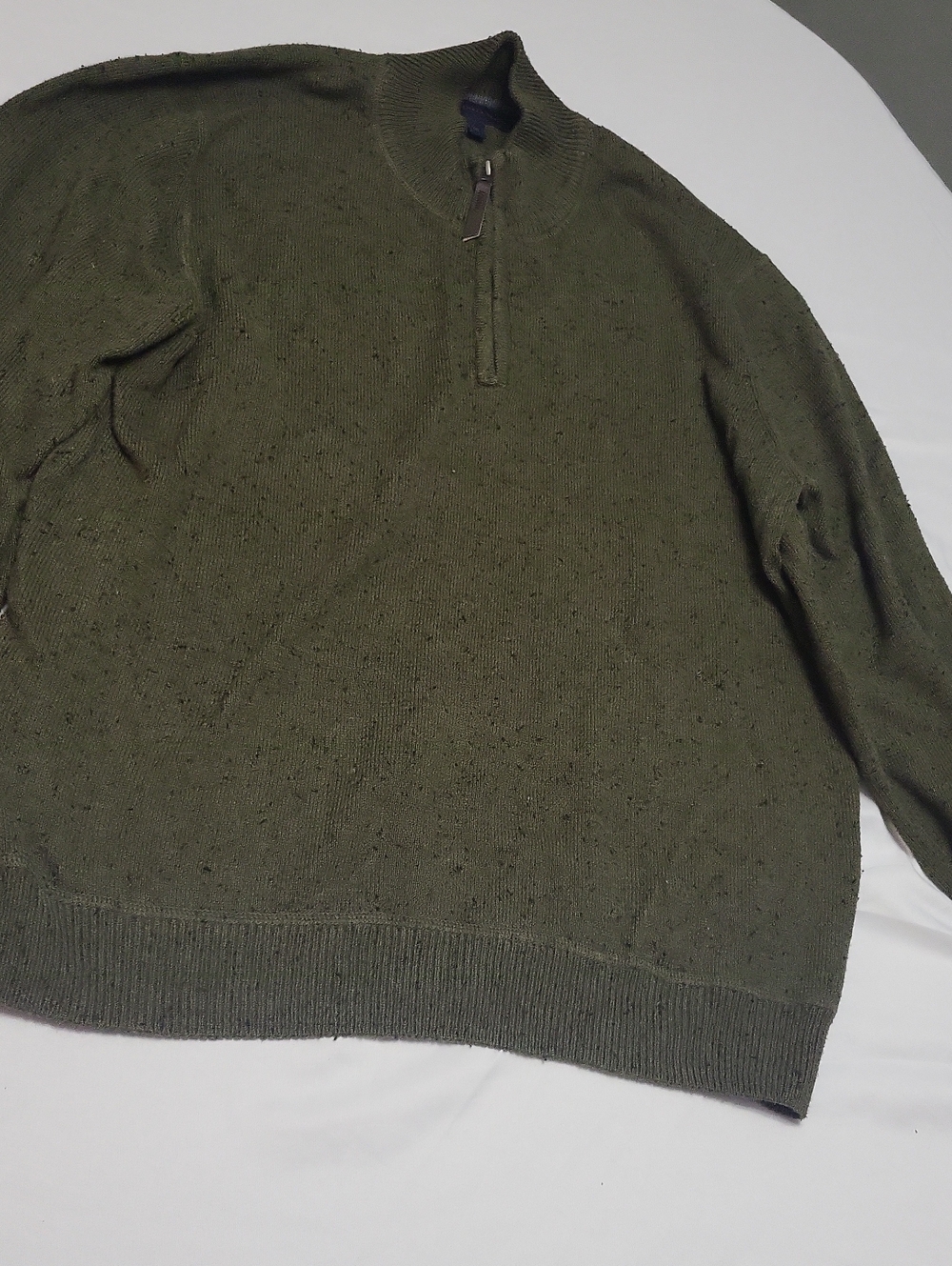 Denver Hayes Olive Green Quarter-Zip Knit Sweater